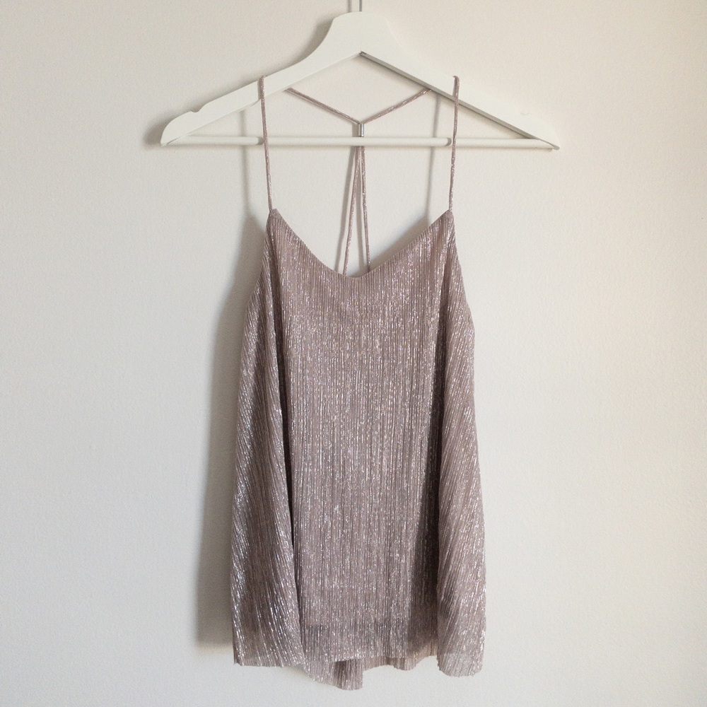 Sparkly pink strappy blouse in Size Small